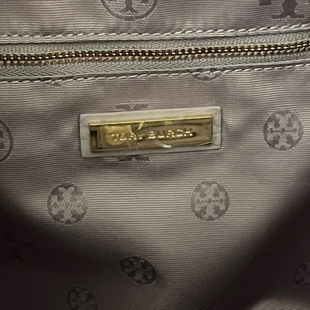 Tory Burch Landon Flap Backpack French Gray Pebbled Leather NWT - Style 31387